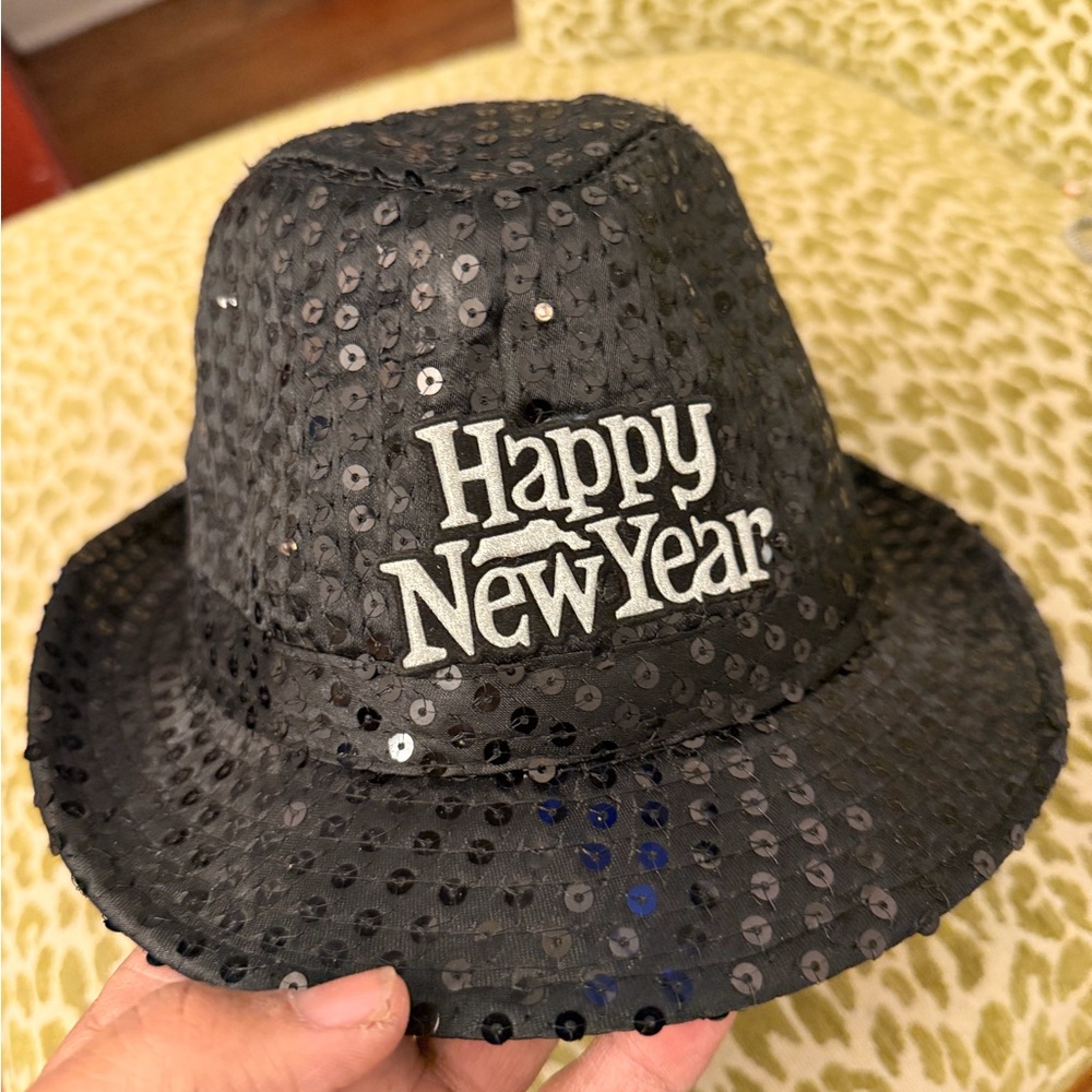 Sequin Black Happy New Year Party Hat